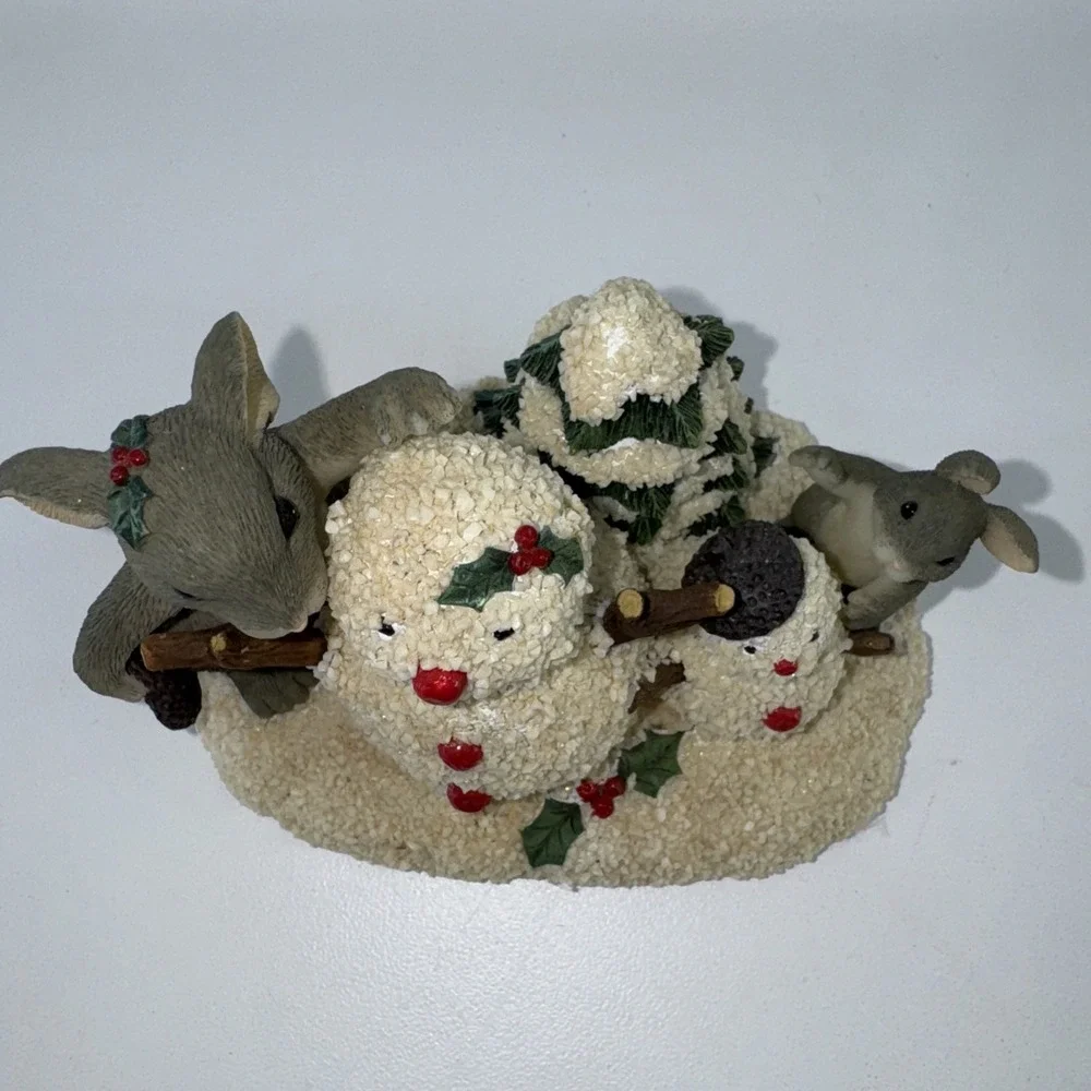 Charming Tails Just The Right Size Rabbit Figurine Snowmen 87/209 Fitz Floyd